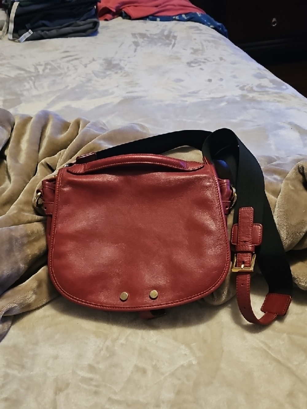 Classic Red Leather Crossbody Bag